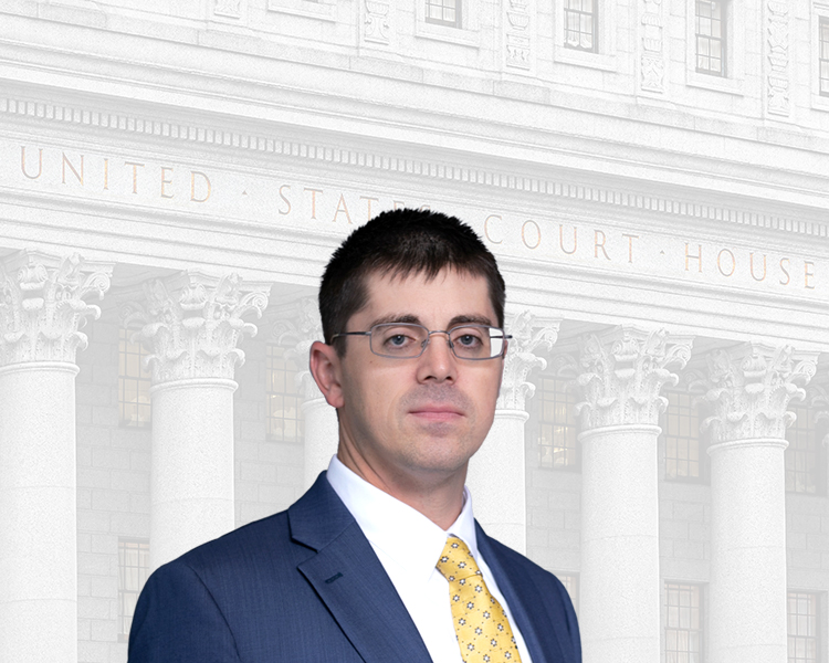 Attorney and the courthouse in the background